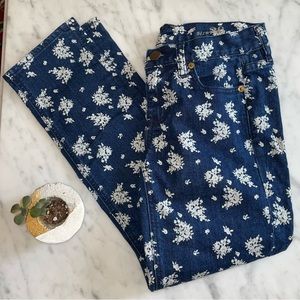 J. Crew Cropped Indigo Floral Matchstick Jeans